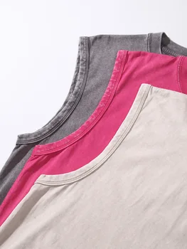 2026 Canotte in cotone lavato da uomo della nuova estate 2026 T-shirt da allenamento senza maniche per palestra muscolare Running Beach T-shirt con ritaglio allentato
