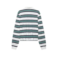 DUOPERI femmes mode 2025 nouveau rayé pull chemises revers cou manches longues élégance femme Chic dame Polo hauts 6