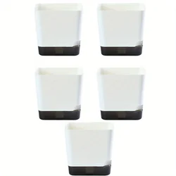 Self - Watering Modern Flower Planters Set - Stylish Herb Garden Pots with Built - In Reservoir (5Pcs - L)