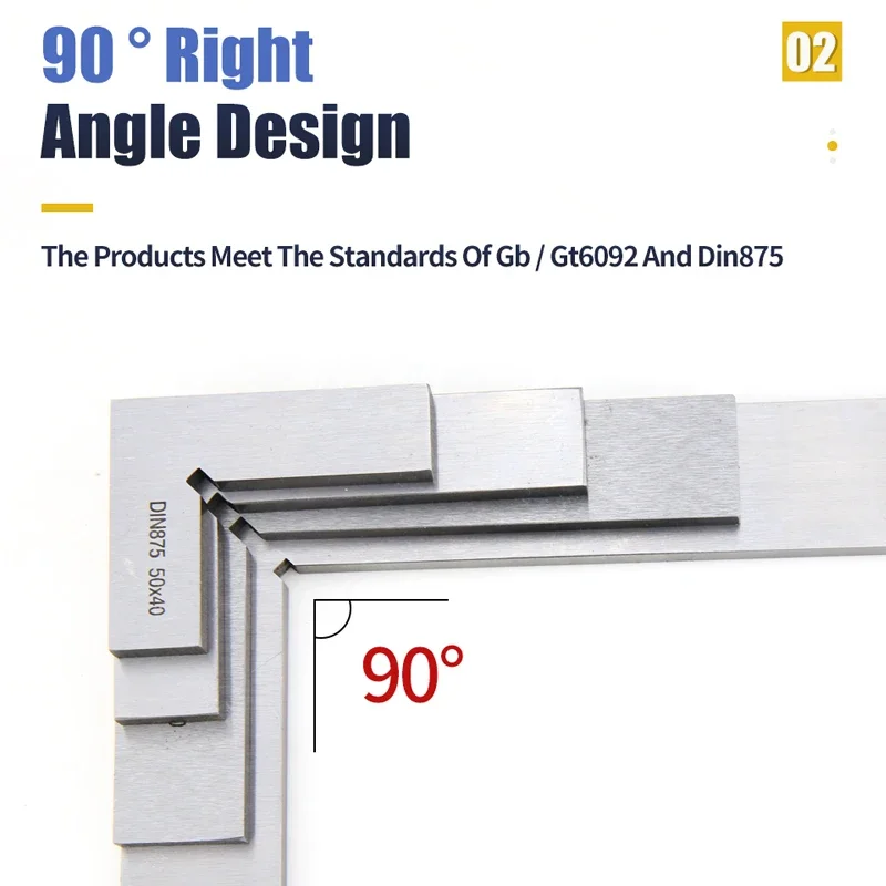Woodworking Rulers Try Square Flat Edge Square Ruler 90 Degree Woodworking Tools Metal Right Angle Ruler Measurement Tools carpenter 50x40 75x50mm