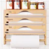 4in1 Bamboo Compartment Cling Film Tin Foil Cutter Box With Kitchen Paper Wall Mounted Paper Towel Kitchen Organizer Accessories 5