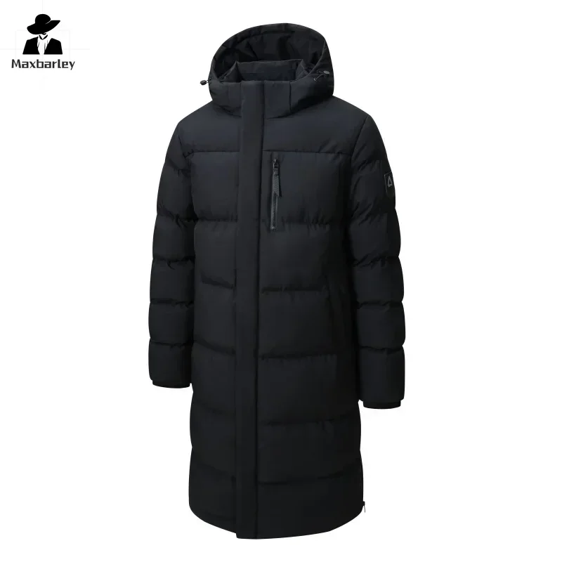 Winter Long Jackets Men's New Snow Multi-Pocket Thick Warm Down Cotton Padded Coat Casual All-Match Cold-proof Hooded Parka