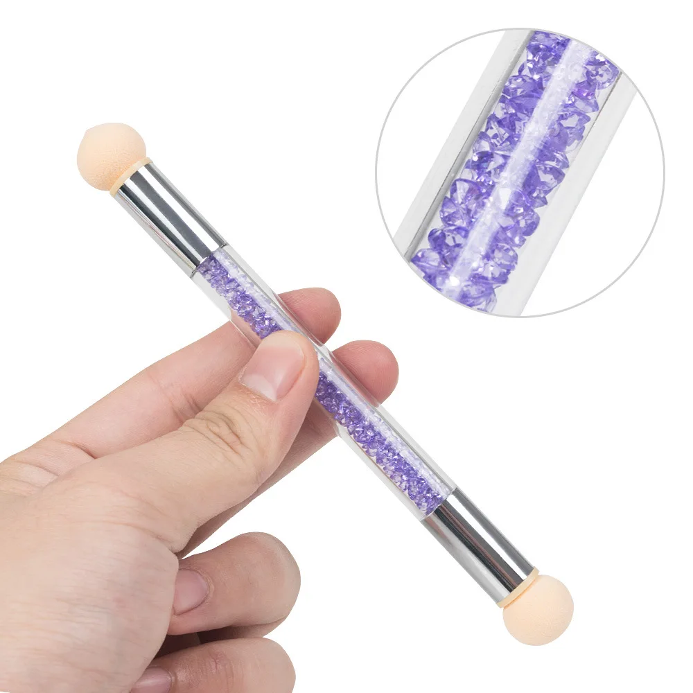 Nail Art Glitter Powder Dotting Pen Double Head Gradient Shading Sponge Pen Nail Gel Polish Pen Nail Painting Manicure Accessory