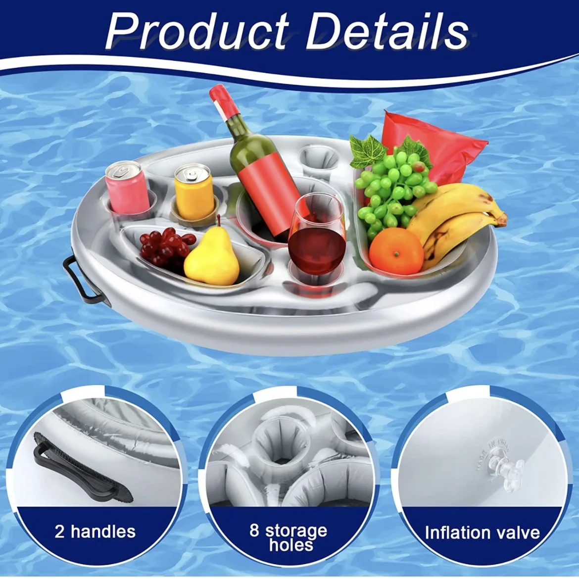 Inflatable Drink Holder Summer Party Bucket Drinks Wine Cup Holder Float Beer Table Swimmin Pool Beach Drinking Cooler Bar Tray
