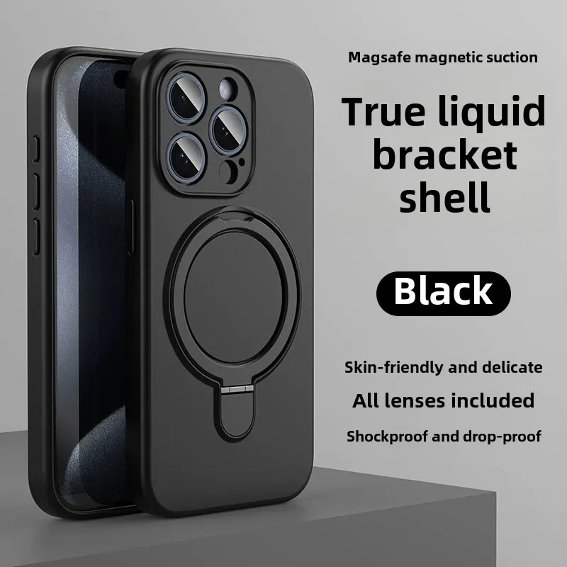 Magnetic Ring Holder Liquid Silicone Case with Stand Cover