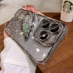 Luxury Bling Quicksand Butterfly Shockproof Phone Case - Redmi Note14 5G (Silver)