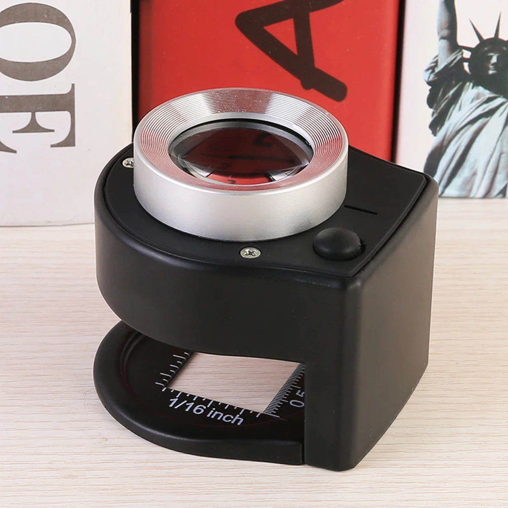 Optical Glass Lens Magnifier 30X 6 LED Full Metal Folding Linen Tester Loupe
