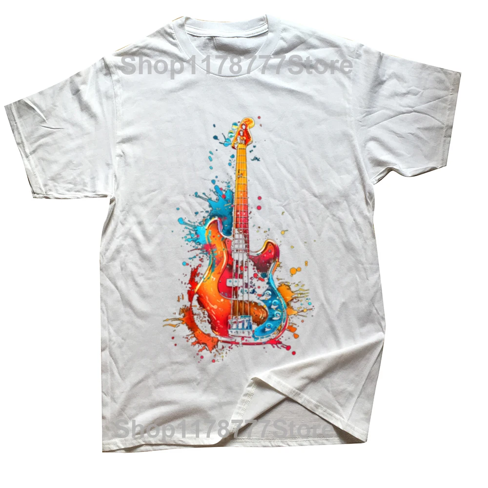 Colorful Bass Guitar Graphic Oversized Unisex T-Shirt