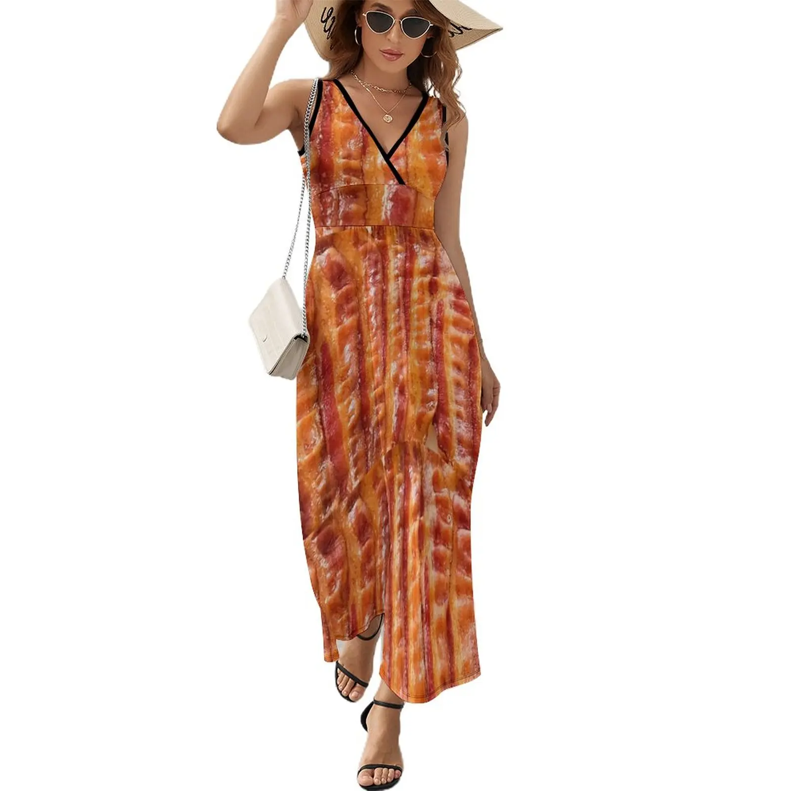 

Bacon!Lot's of Bacon!Wrapped in Bacon! Sleeveless Dress loose women's dress Woman's evening dress
