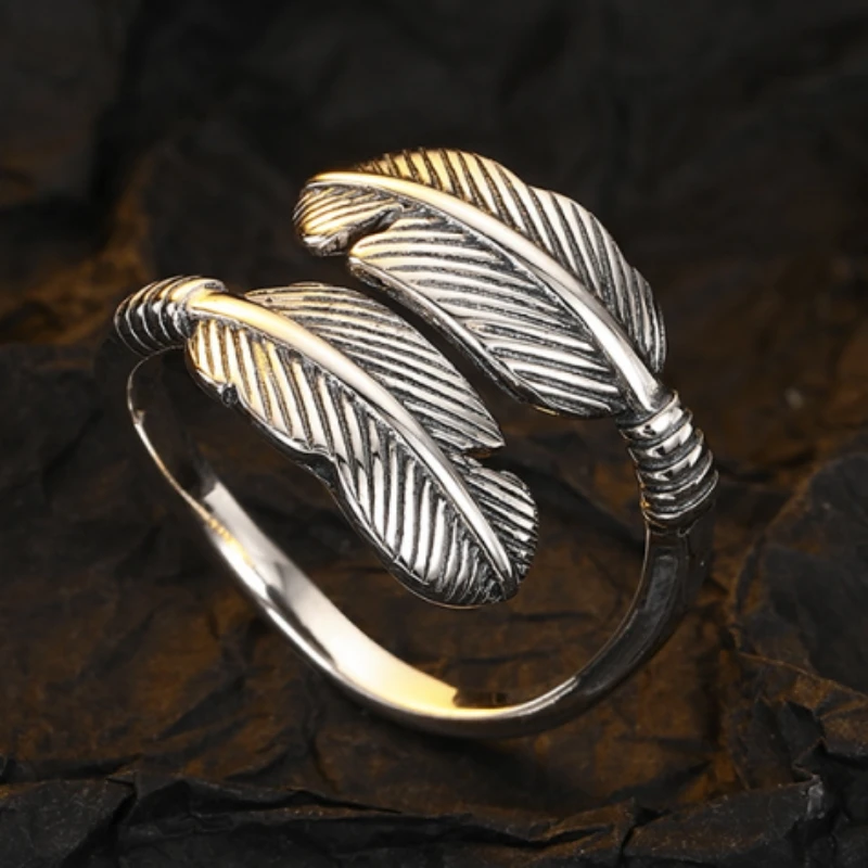 

Уникальный дизайн ретро интернет красный тайский серебряный модный мужской с открытыми перьями и регулируемыми кольцами для женщин