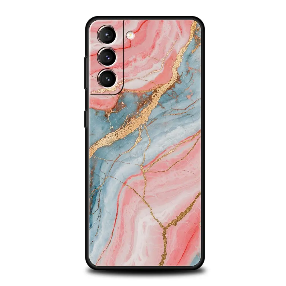 Elegant Gold Pink Marble Phone Case - Soft TPU Cover