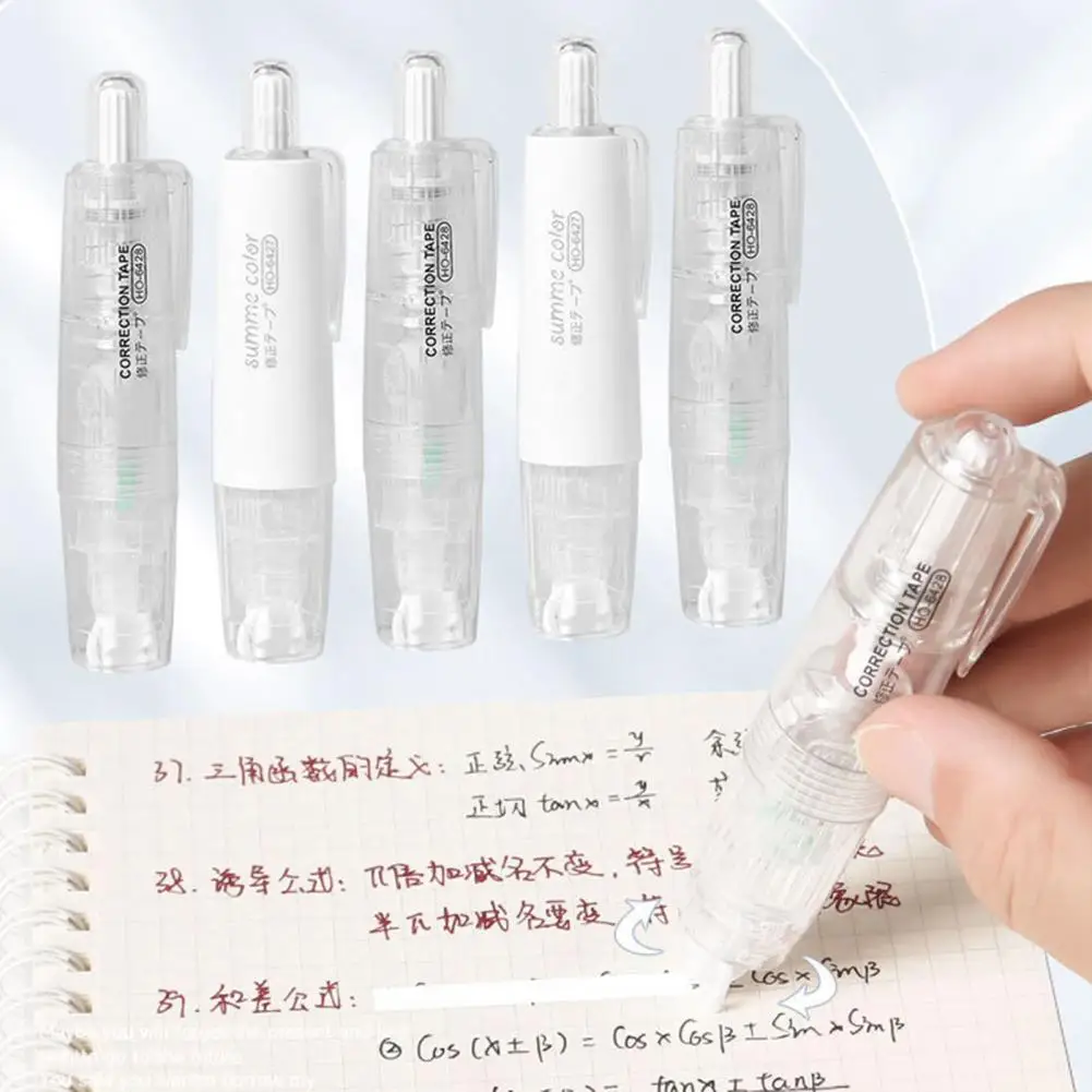 1 Set Refillable Retractable Correction Tape Quick Dry White Out Tape Cute White Out Pen Shaped Applicator Office Supplies