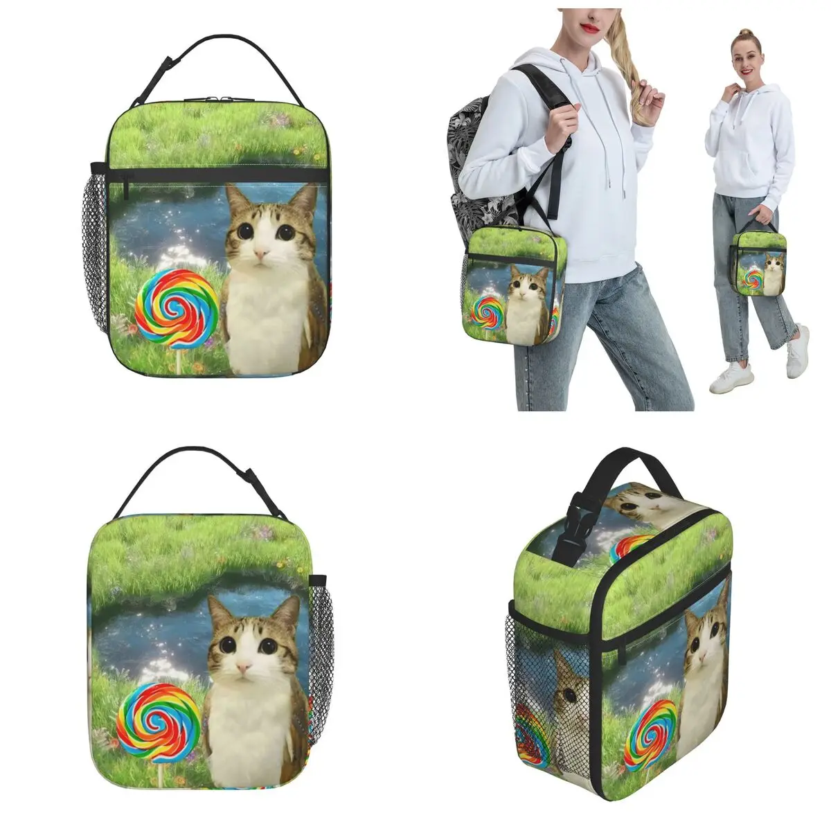 Dreamy Meowl CatOwl 귀여운 절연 점심 가방 식품 용기 가방 여행용 휴대용 열 냉각기 도시락 상자