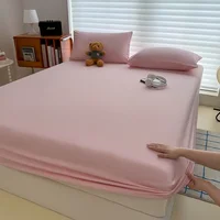 Drap-housse délavé de couleur unie avec bandes élastiques, housse de matelas réglable antidérapante pour lit simple, Double, King, Queen 1