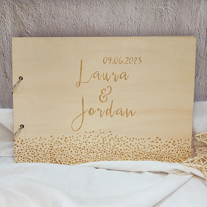 Personalized Wedding Guestbook Name and Date Guest Signatures Book Vintage Rustic Wedding Decoration Favors