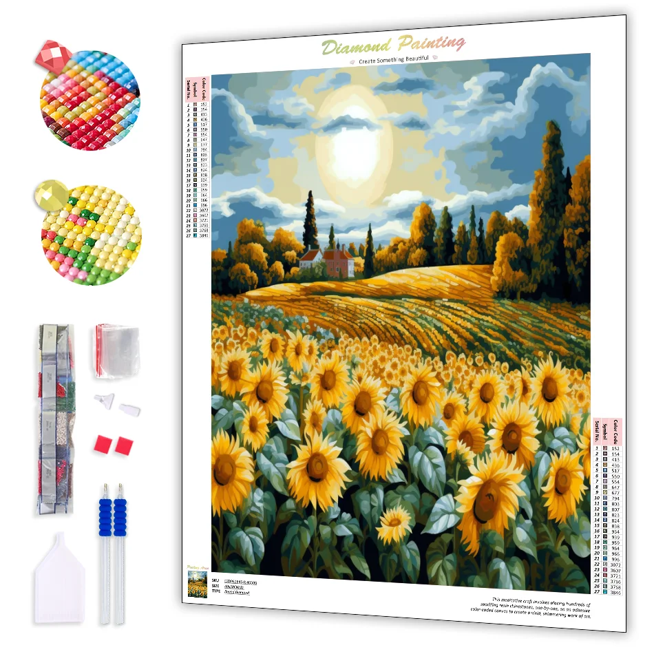 RUOPOTY 5D Diamond Painting Sunflower Set andscape Full Square/Round Diamond Embroidery Gift