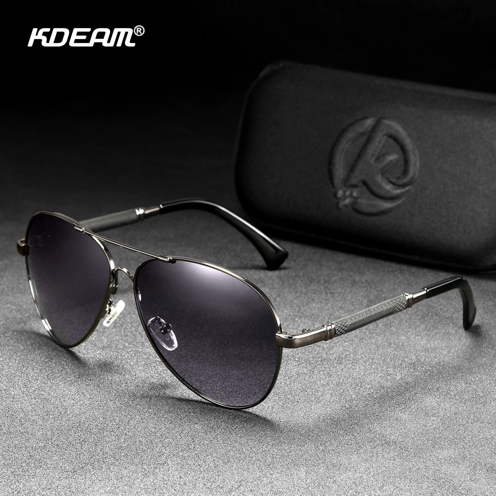 KDEAM gafas sol polarizadas para hombre, lentes de sol de 61mm con memoria, Material metálico, gafas de sol playa Golf con funda protectora|De los hombres gafas de sol| - AliExpress