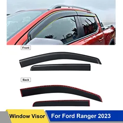 Car Weather Shield Window Visor Rain Cuard For Ford Ranger Wildtrak Sport XLT XLS XL Model 2023 2024 Deflector Sun Rain Guard