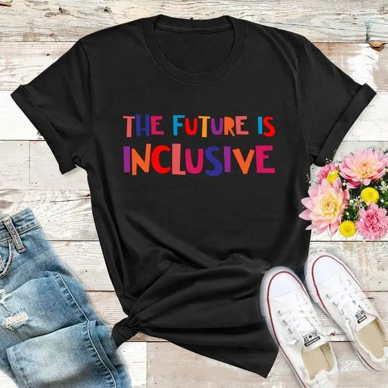 

The Future Is Inclusive T-Shirt Autism Special Ed Teacher Shirts Social Worker Gifts 100% Cotton O Neck Short-Sleeve Unisex Tops