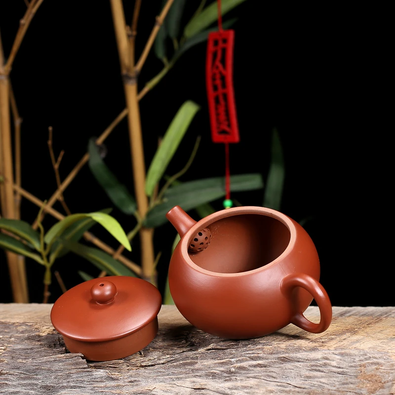 130ml Purple Clay Teapot High End Semi Handmade Vermilion Clay Teapot for Household Use Drum Shaped Pot Office Small Tea Pot