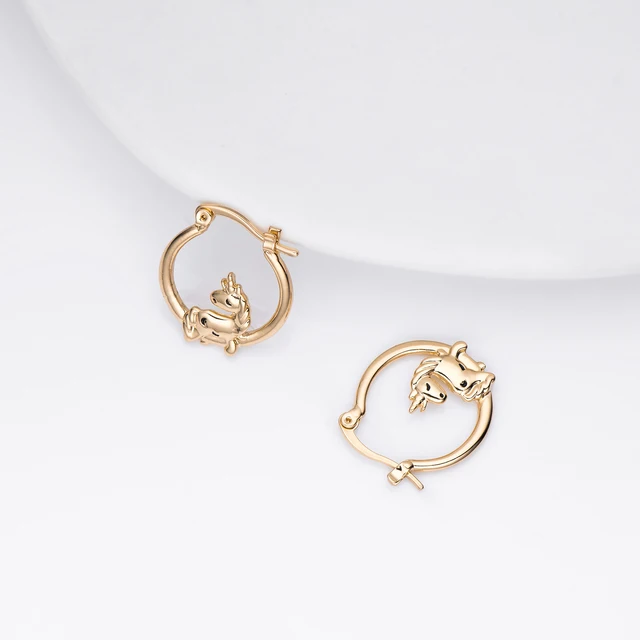 Harong Unicorn Hoop Earrings Classic Jewelry Party Small Zircon Exquisite  Cute Animal Silver Plated Earring Woman Gift - AliExpress