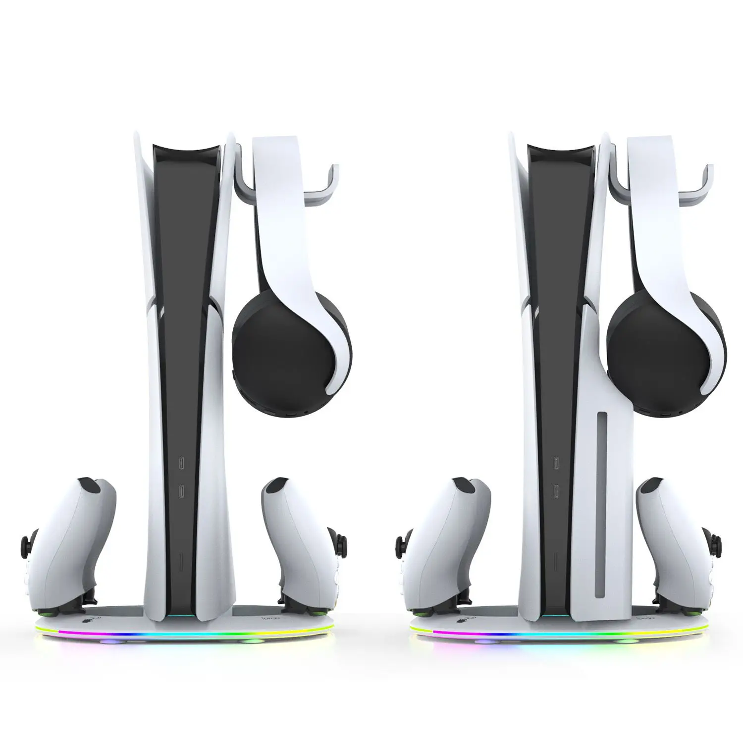 PS5 슬림 컨트롤러 충전 거치대 RGB 충전 도크 브래킷 포함 플레이스테이션5 슬림 호스트 열 방출 게임 액세서리