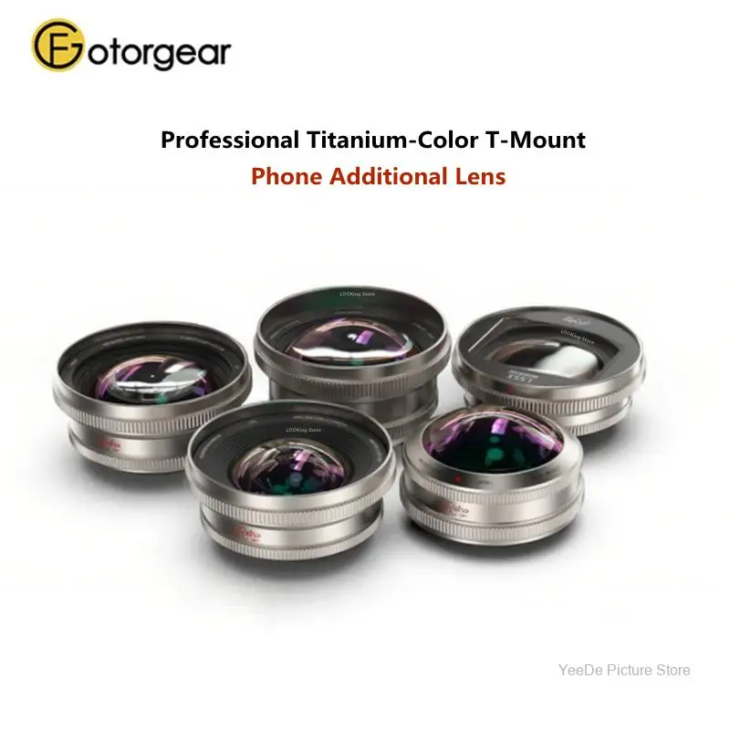 Fotorgear Lenti Esterne Retrò con Attacco T per Smartphone: Fisheye 8mm, Macro 45mm, Ultra Grandangolare 16mm, Ritratto 60mm