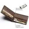 Ultra-thin Men's Money Clip Wallet Vintage Genuine Leather Bifold Card Holder Purse Mini High Quality Male Money Purse Cartera 3