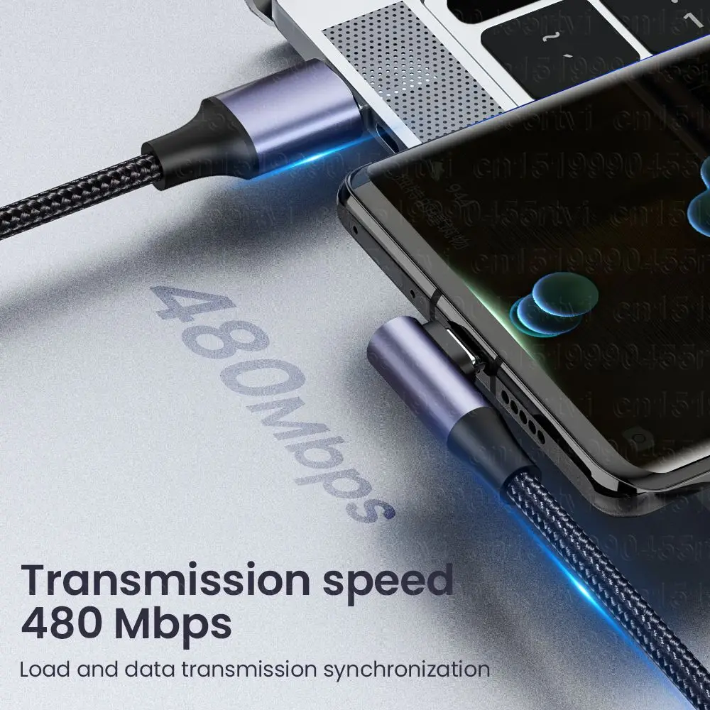 4.0 직각 와이어 90도 데이터 케이블 100W PD 고속 충전 라인 USB A to USB 타입 C 케이블 (노트북, 휴대폰용)
