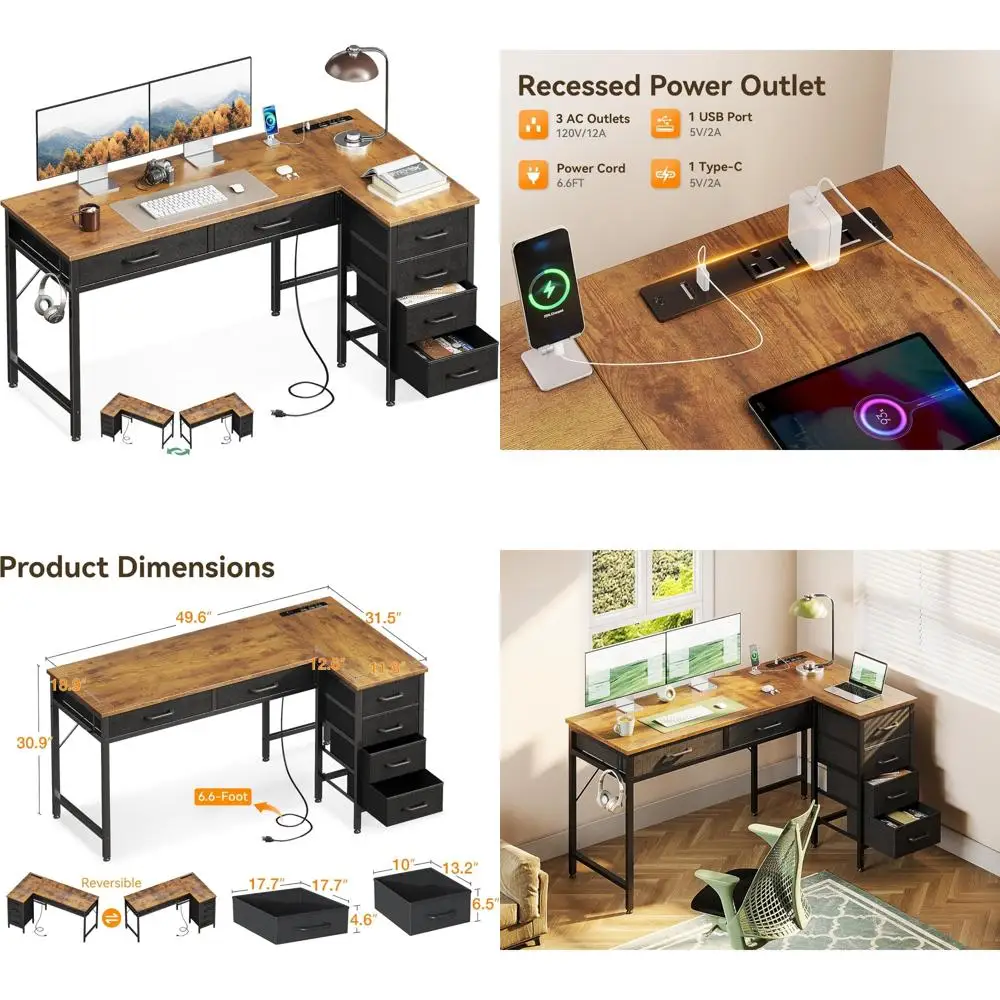 50" L-Shaped Kids Study Desk 1
