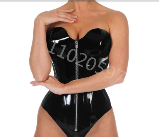 

100% Natural Latex Sexy Bodysuit Sexy Latex Catsuit Swmsuit Rubber Black sexy bodysuit with strap design