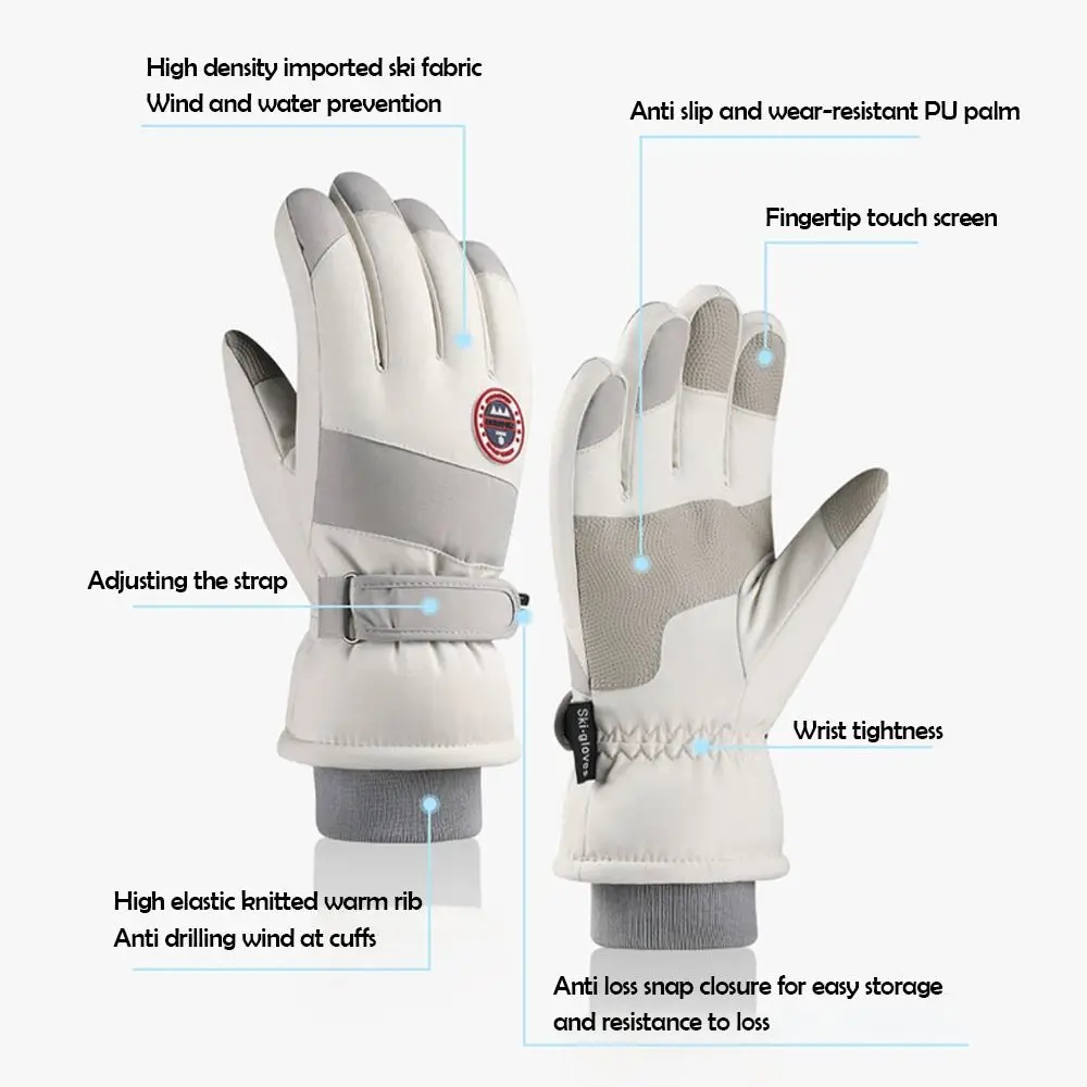 Winter Snowboard Ski Gloves Non-slip Touch Screen Waterproof Motorcycle Cycling Plush Warm Riding Gloves High-quality 6