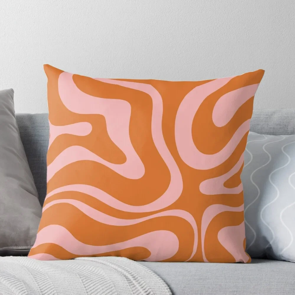 

Liquid Swirl Retro Abstract Pattern in Orange and Pink Throw Pillow Pillowcases Elastic Cover For Sofa