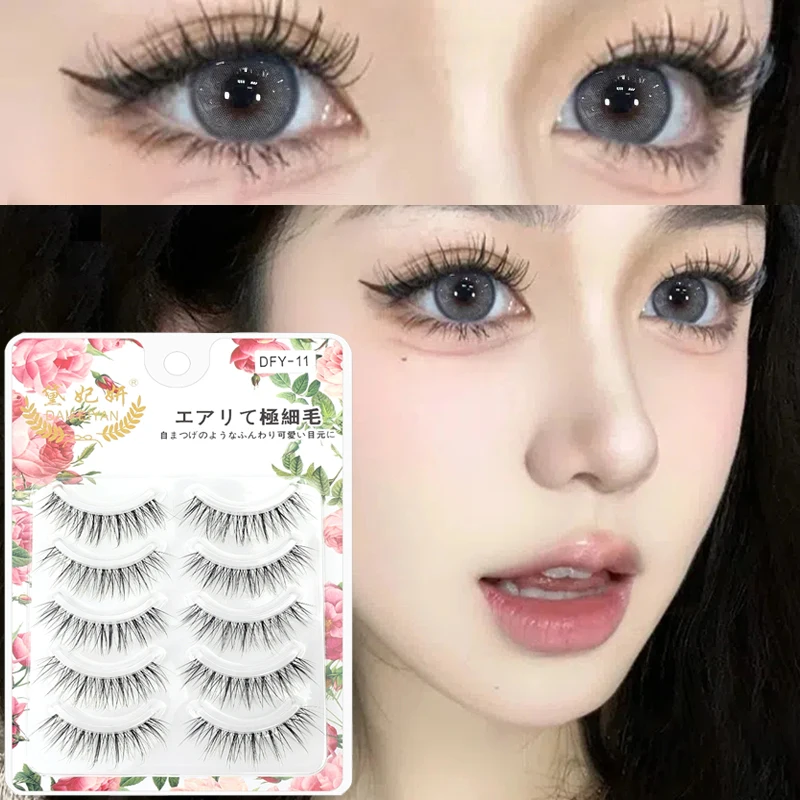 

5 Pairs Manga False Eyelashes A Type Eyelashes Upgraded Lash V-shaped Transparent Stem Soft Natural Cils Strip Eye Lashes Makeup