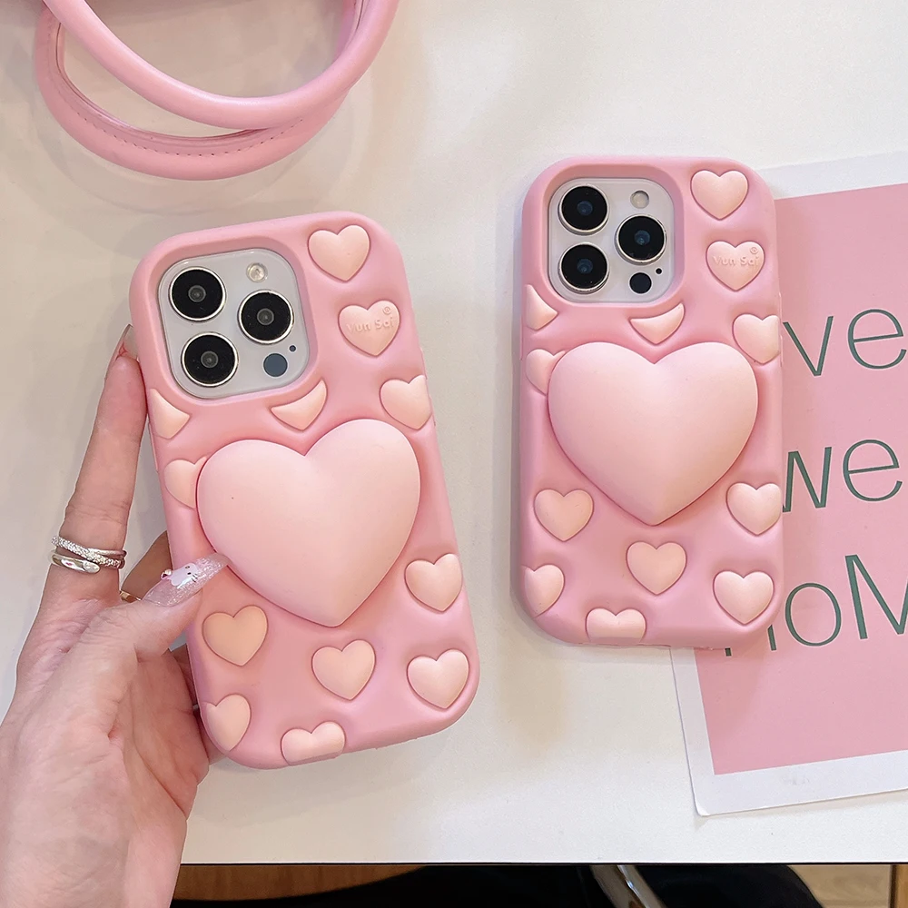 Kawaii Lovely Stress-Relief Silicone Phone Case - 3D Shockproof Cute Back Cover