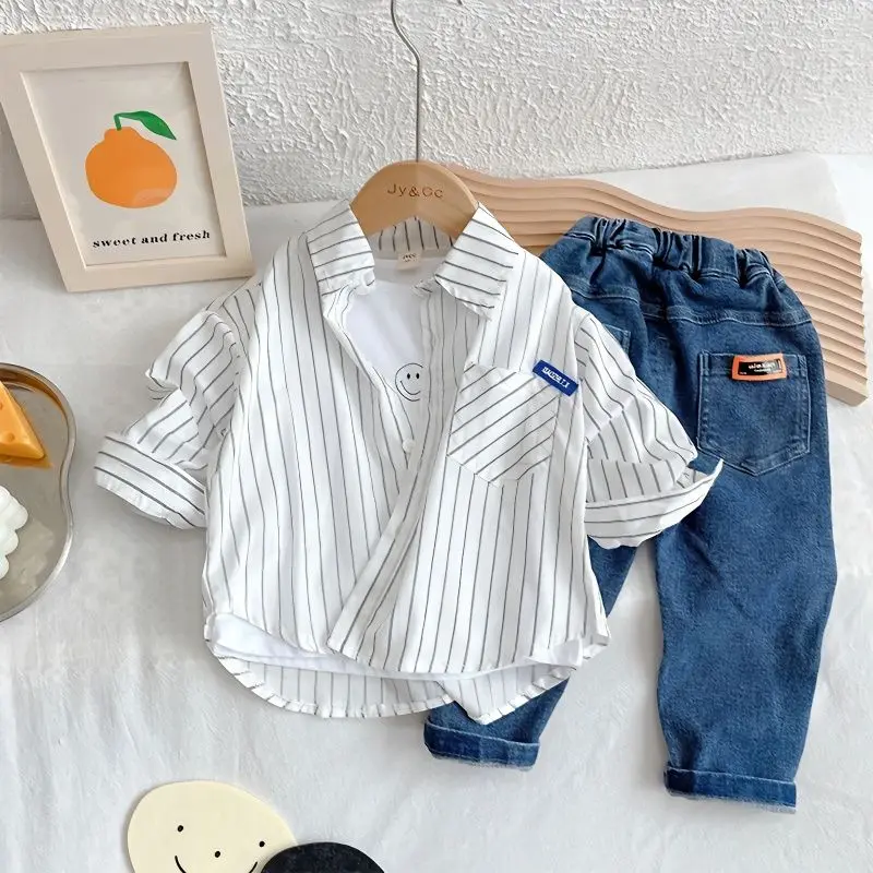 Kids Babys Boys Shirt Clothes Spring Thin Blouses Clothing Infant Boy Striped Casual Tops 4-12 Year Kids Long Sleeves Shirt boys long sleeve shirts