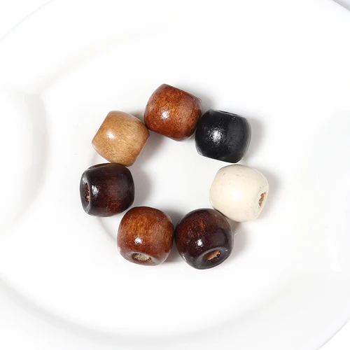 쥬얼리 제작용 천연 나무 비즈, 큰 구멍 나무 비즈, DIY 헤어 액세서리, 수제 팔찌 목걸이, 9 11mm, 100 개/로트 5