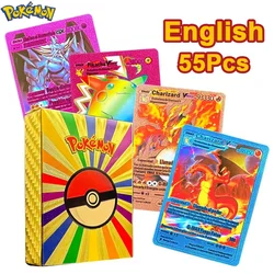 110-11Pcs Pokemon Cards Colorful 3D Gold German Spanish French English Vmax GX Energy Card Pikachu Rare Collect Battle Gifts Toy