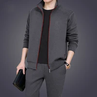 Mens Casual Tracksuits Sportswear Jackets + Pants Two Piece Sets Male Fashion Solid Jogging Suit Men Outfits Gym Clothes Fitness