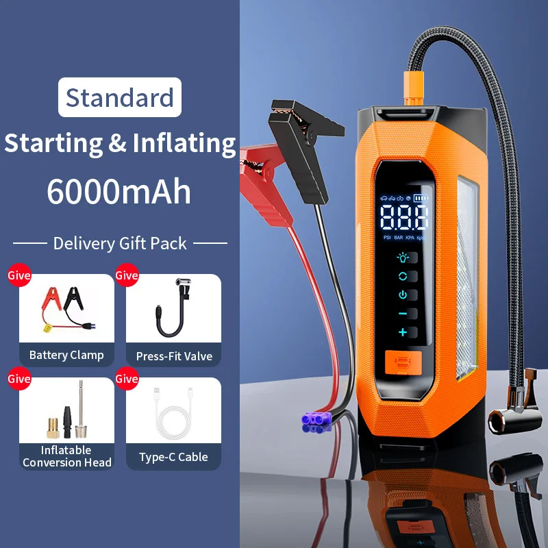 QIKUI עבור 5000A מתנע קפיצה נייד לרכב עם מדחס אוויר בנק חשמלי חירום למגבר סוללת רכב לרכב