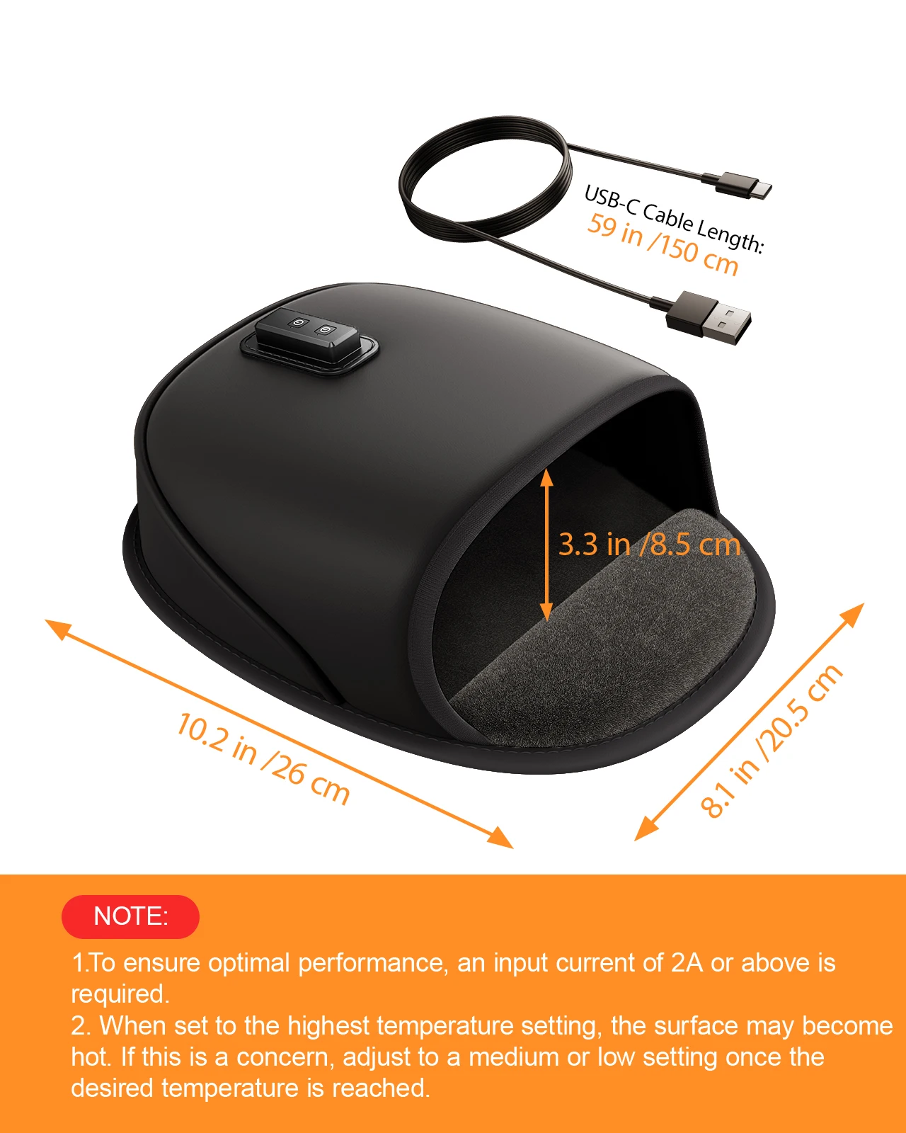 Eary 5V 2A USB Heated Mouse Pad Hand Warmer 3 Settings Temperatures 3 Timer Adjustable Winter Great Gifts for PC Users Men Women