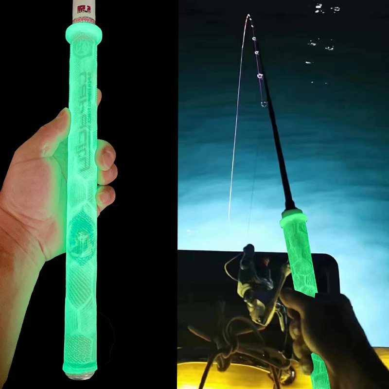 1 قطعة 1 قطعة مضيئة متوهجة سيليكون المضادة للانزلاق الصيد رود مقبض غطاء للأكمام للأنشطة الصيد الليلية في الهواء الطلق