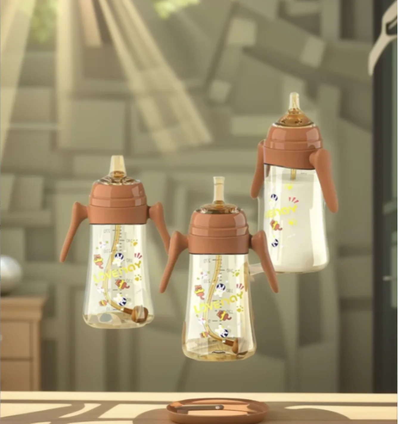 Feeding Bottle Baby Bottles Silicone Nipple Water Bottle Training Protect Teeth Feeding Bottle Drop Resistant One For Three Uses 300ml