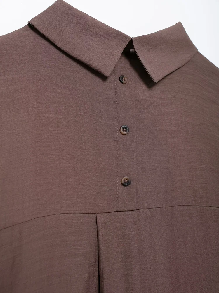 TFMLN Women Translucent Casual Pant Suits Lapel Single-breasted Blouse Top High Waist Loose Long Pants 2-Piece Outfits Summer