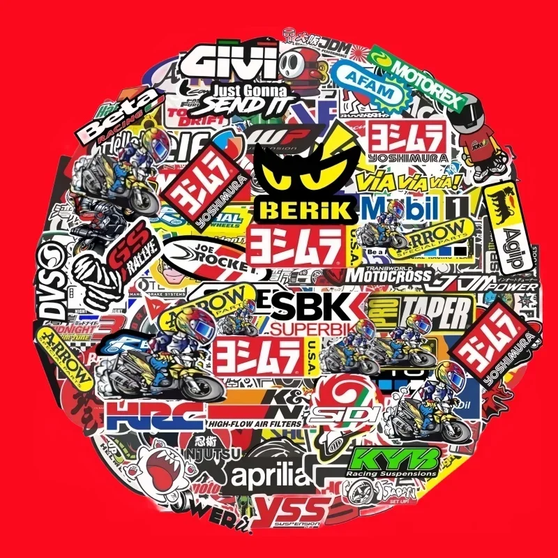 Motorcycle Stickers 40/80 PCS Random For Yamaha Honda Kawasaki Racing Brand DIY PVC Decals Waterproof