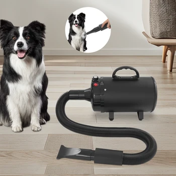 2200W Professional Pet Grooming Dryer, Adjustable Wind Speed, 4 Nozzles, Rust-resistant, Low Noise 55-70dB for Dogs/Cats 2