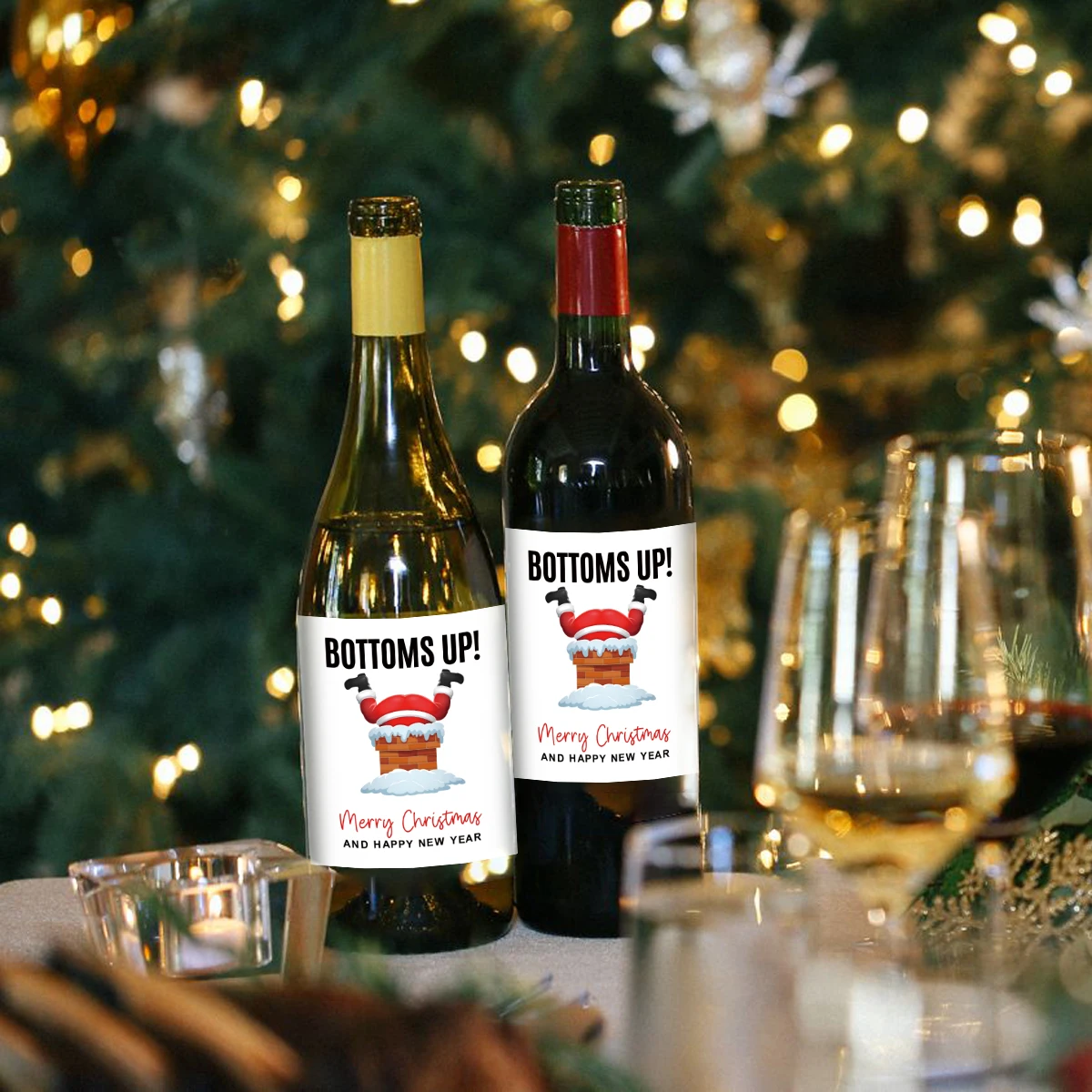6PCS Christmas Wine Bottle Labels – Waterproof Self-Adhesive Vinyl Stickers with Funny ... - SKU CWBL2023 - UGI Packaging