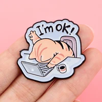 Work Cat Enamel Pin Office Quotes Brooch Pines Lapel Pins Badge on Backpack Clothing Accessories Animal Jewelry Friends Gifts 3