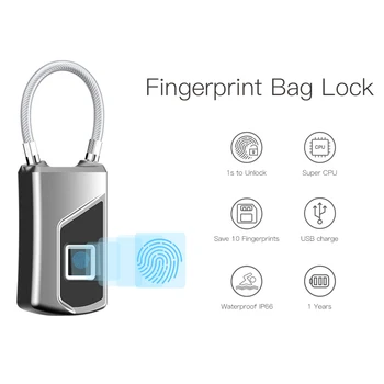 2023 NEW Electronic Padlock Fingerprint Lock USB Rechargeable Smart Keyless Security Locker Home Luggage Dormitory Door Lock 1