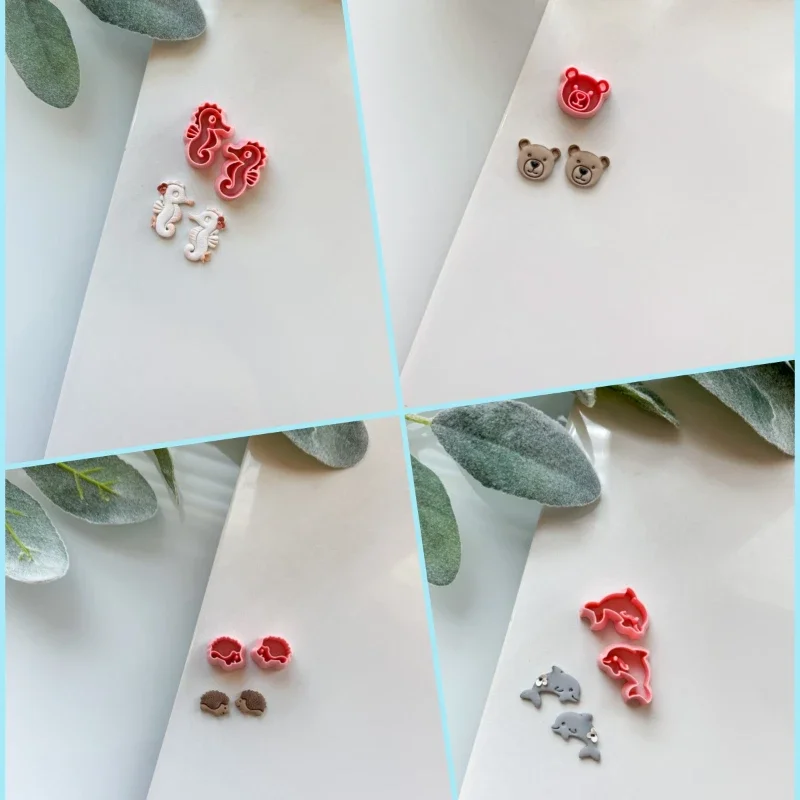 Animal Soft Pottery Clay Cutter DIY Cute Bear Hedgehog Earring Jewelry Clay Tools Small Polymer Clay Cutters Handmade Clay Molds